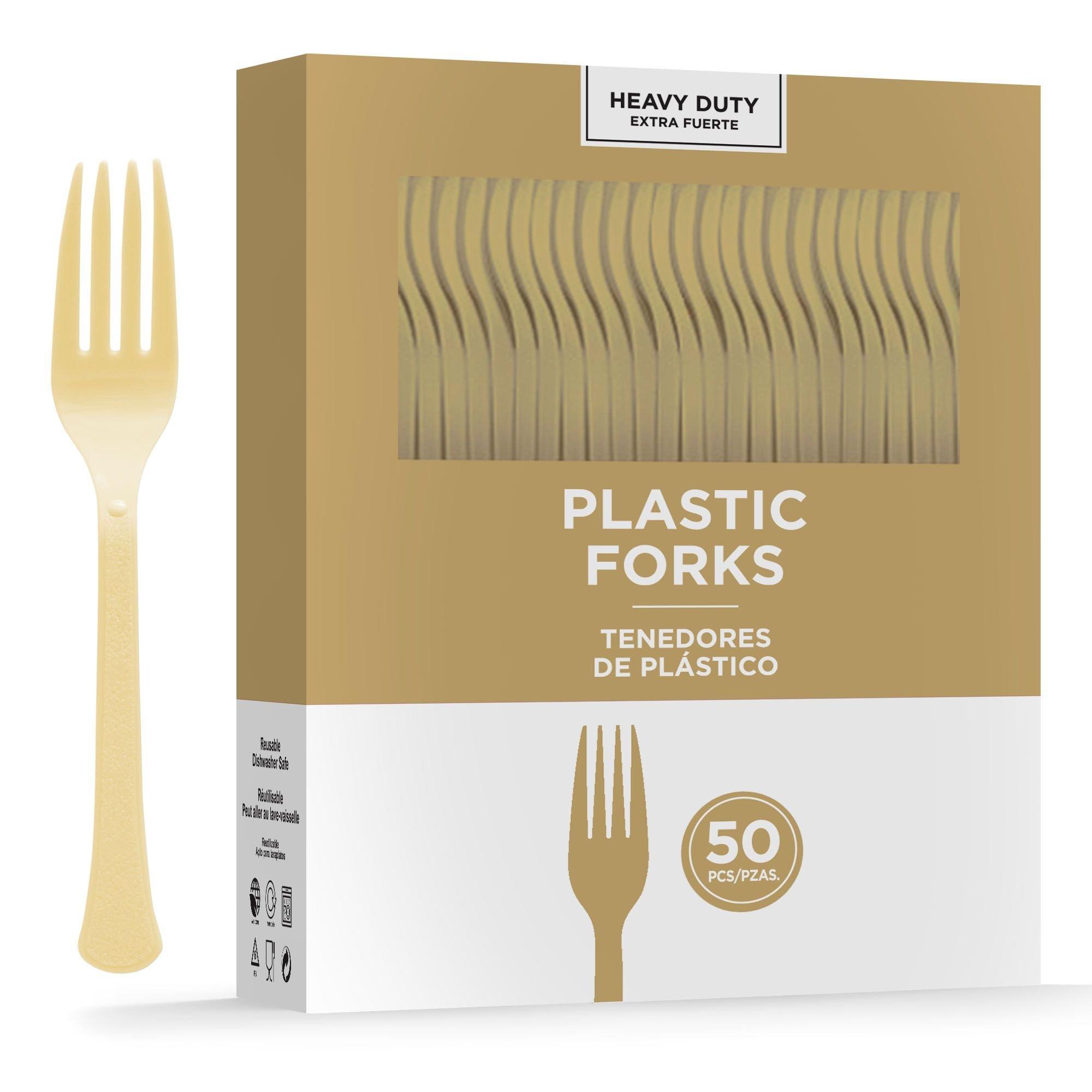 Gold HeavyDuty Plastic Forks, 50ct Party City